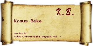 Kraus Béke névjegykártya